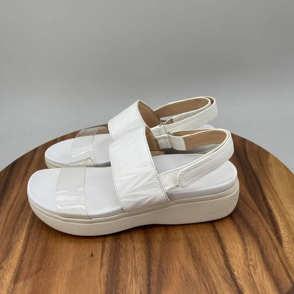 Vionic Karleen Sandals Womens Size 8 White Leather Casual Comfort Walking Shoes